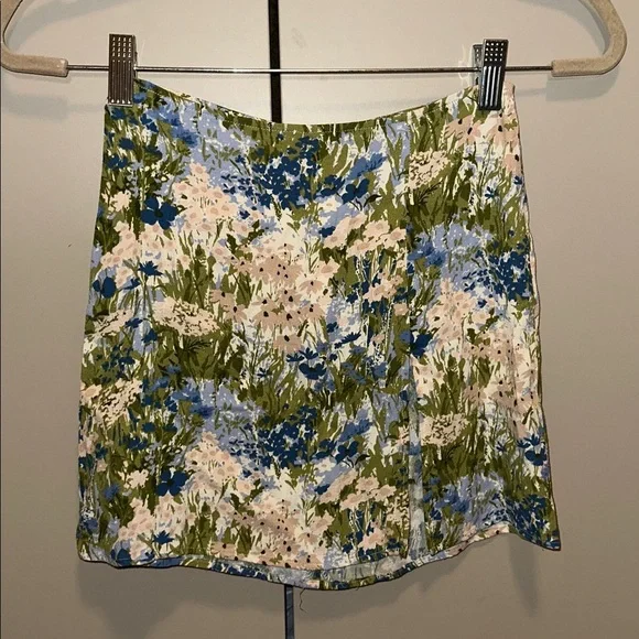 Reformation Margot Floral Green and Blue Skirt SIZE 0